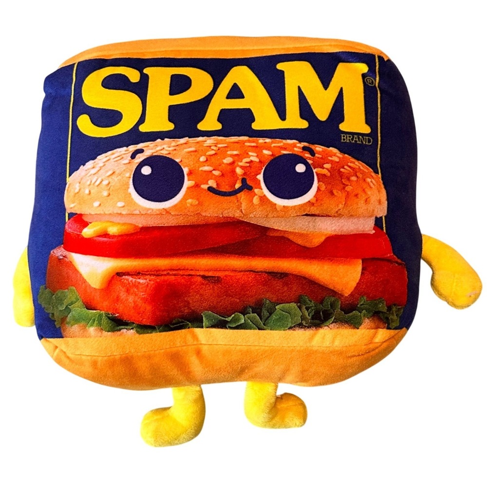 Spam Brand Burger Plush Pillow Fiesta Soft Food Mascot Blue Yellow